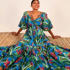 NWT Anthropologie + FARM Rio Dream Garden Midi Dress